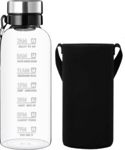 RNCKUUE 2 Liter Glasflasche für Outdoor-Aktivitäten - Mit Sieb und Neoprenhülle