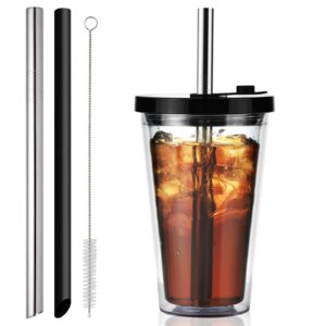 VITEVER Bubble Tea Cup, 16oz Iced Coffee Cup, Black