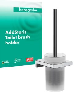 Hansgrohe AddStoris Toilettenbürste mit Halter - WC-Bürste für verdeckte Befestigung im Badezimmer, Chrom, 41752000, ver