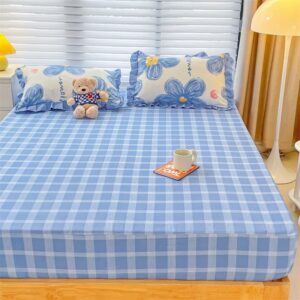 DOTBUY-SHOP Atmungsaktive Spannbettlaken 180x200cm - Lieblingsfarbe Kariert, Für Mujen und Mujen, Im SchlafzimmerComfort