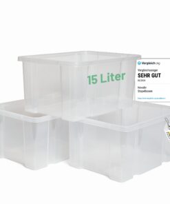 Novaliv 4x transparente Stapelbare Storage Boxen 15L BPA-frei Hausbewohner Wohnraumcleanup Familien
