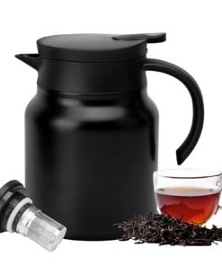 Thermoskanne 1L mit Teesieb Filter für Tee Kaffee Milch