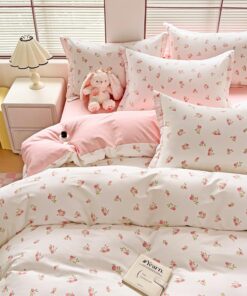 Covebett Bettwäsche Blümchen Muster für Mütter und Mamas in Aesthetic Design 80x80cm OEKO-TEX STANDARD 100 Wendebettwäsc