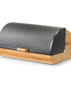 Zeller 25365 Trendige Schwarze Brotbox aus Bamboo und Metall für Brotaufbewahrung, ca. 39 x 27 x 19 cm, Lebensmittelrech