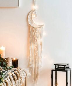**Handgefertigte Makramee Wandbehang Mond Traumfänger LED Licht Geschenke für Eid Mubarak** | **Gewebte Dreamcatcher Bo
