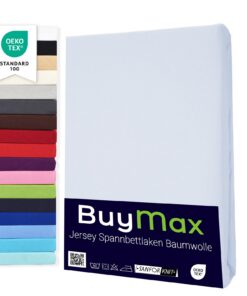 Buymax® Spannbettlaken Baumwolle 100% Weiß Farbe Matratzenhöhe bis 25 cm OEKO-TEX STANDARD 100 Buymax® Spannbettlaken 10
