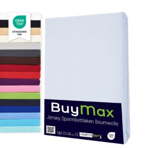 Buymax® Spannbettlaken Baumwolle 100% Weiß Farbe Matratzenhöhe bis 25 cm OEKO-TEX STANDARD 100 Buymax® Spannbettlaken 10