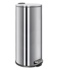 Harbour Housewares 30L Edelstahl Chrom Treteimer Küche - Runder Schlanker Pedal Mülleimer mit Deckel