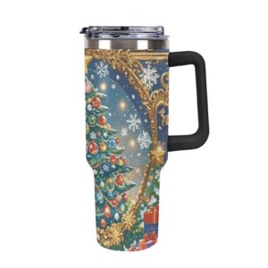 AQRJLPM Weihnachtspuzzle-Reise-Kaffeebecher Edelstahl 1,2 l Isoliert Auslaufsicher Campings Reise Kaffeerestefrei