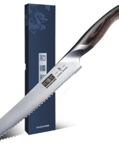 HOSHANHO Professional Brotmesser 20cm Schneescharfe Wohlgekühlte Edelstahl-BrNullException