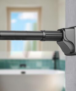 Verstellbare Teleskopstange ohne Bohren Φ32mm Rutschfest für Badezimmer Fenster Schwarz 370-440cm
