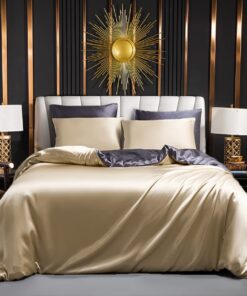 Luofanfei Glatt Bettwäscheset 155x220cm Gold Braun Grau Sommerluxus