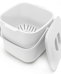 YourCasa Biomülleimer Küche 7L - Geruchsdicht mit Sieb & Deckel - Spülmaschinenfest ohne Tüten (Weiß)