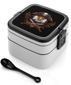 Eagle1 Piraten-Bento-Box doppelwandig auslaufsicher Lebensmittelbehälter mit Griff und Löffel für Kinder zum Spiel Datum
