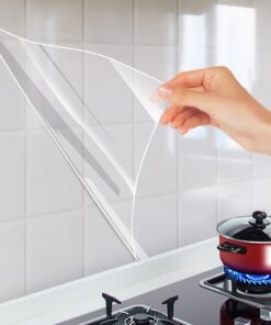 Selberklebender Ölbeständiger Wandschutz für Küche und Backsplash --transparenter Vinyl Film für Schrank- und Möbeltüre