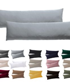 Seitenschläferkissen Bezug 40x145 2er Set Grau mit Reißverschluss