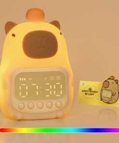 Yiliaw Capybara Wecker mit Nachtlicht für Kinder Ok to Wake Silikon Tier Tischlampe 7 RGB-Farben