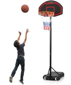 COSTWAY Basketballkorb Outdoor für Kinder & Jugendliche - Höhenverstellbar 155-210cm, Mobile & Indoor/Outdoor Einsatz po