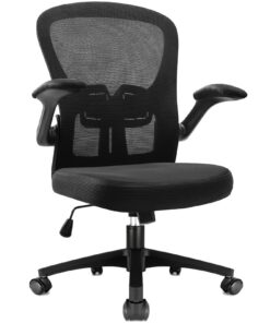 Durrafy Bürostuhl Schwarz, Höhen- und Wippverstellbar, Ergonomisch mit Armlehnen und Lendenstütze