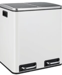 LIFERUN Mülleimer 2 Fächer, 2 x 15 Liter - Softclose Deckel, Weiß, ideal für Single-Wohnungen und kleine Familien Küche