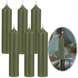 LS-LebenStil Exklusive Stabkerzen für Hochzeiten - 6 Stück Ribe Set Grün/Waldgrün 11x2,2cm - Unparfümiert -Made in Denma