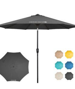 HOMEDEMO Sonnenschirm Gartenschirm Marktschirm, Ø 270 cm Tischschirm 8 Rippen Anthrazit Knickbar Neigbar Sonnenschutz 50