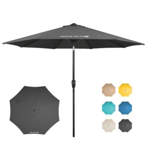 HOMEDEMO Sonnenschirm Gartenschirm Marktschirm, Ø 270 cm Tischschirm 8 Rippen Anthrazit Knickbar Neigbar Sonnenschutz 50