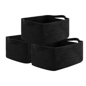 Aufbewahrungskorb Klein 33cm (Schwarz) für Kinderzimmer und Badezimmer, faltbar mit Verstärktem Griff, 3 Stück