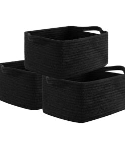 Aufbewahrungskorb Klein 33cm (Schwarz) für Kinderzimmer und Badezimmer, faltbar mit Verstärktem Griff, 3 Stück