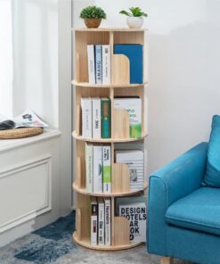 Heehee Massivholz Drehbares Bücherregal 360-Grad-Display bodenstehend multifunktional Kinder und Erwachsene 4-Stöckig