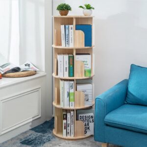 Heehee Massivholz Drehbares Bücherregal 360-Grad-Display bodenstehend multifunktional Kinder und Erwachsene 4-Stöckig