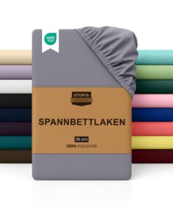 Utopia Spannbettlaken Grau - Gebürstete Polyester-Mikrofaser - Oeko-Tex für gesunde Schlafqualität | Utopia Spannbettla
