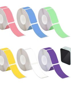 6 Farben, 960 Etiketten - Thermodruckeretiketten 12 x 40 mm, wasser- und ölbeständig, kompatibel mit verschiedenen Druck