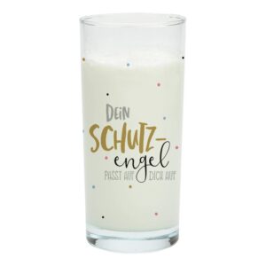GRUSS & CO Trinkglas Motiv "Schutzengel" als Geschenk für Taufe, Baby und Glückbringer | 50 cl Glas mit Motivdruck | Tau