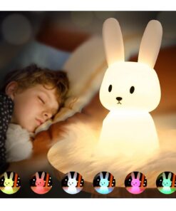 SOLIDEE Bunny Silikon Nachtlicht für Kinder mit USB-Aufladung und 7 Lichtwechsel