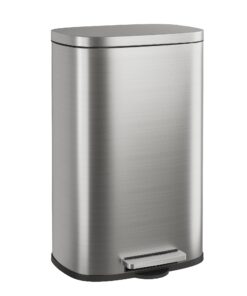 WLIVE 50L Mülleimer aus Edelstahl, ideal für Küche, Schlafzimmer und Büro, Soft-Close-Deckel, Silber | Großer Treteimer