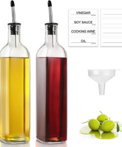 GMISUN Ölflasche - 2 x 500ml Glas Olivenöl Flaschen, Ölspender mit Ausgussstopfen für Küche, Kochen, Salate und Grillen