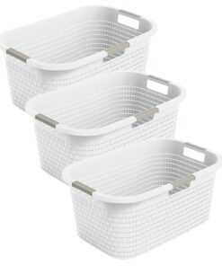 Rotho Country 3er-Set Wäschekorb BPA-frei 40l grau/weiss