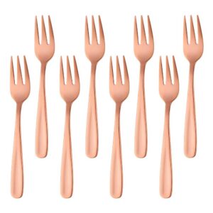 Bisdarun Rostfreier Stahl Dessertgabeln Satz von 8 Roségold SpiegelpoliturPerfect für Desserts13,6 CM/5,35 Inch | Bisda