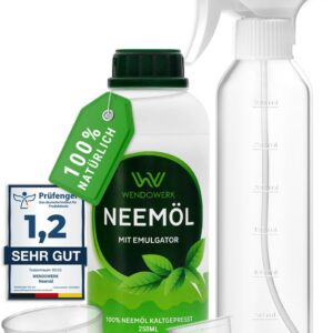 WENDOWERK® Neemöl 250ml - inklusive Sprühdose und Messbecher - einzigartige Emulgatoren zum direkten Anwenden - natürli
