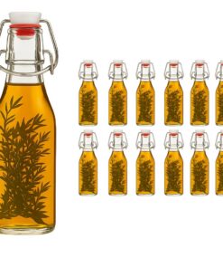 hocz 12x 200ml Bügelflaschen Weiß - Leere Glasflaschen mit Bügelverschluss für Saft, Likör & Saucen