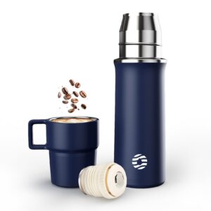 Healter Thermoskanne Dunkelblau 600ml Warmhalteflasche Outdoor Thermalflasche BPA-Frei Campen
