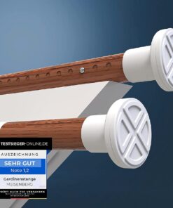 Duschvorhangstange ohne Bohren 110-160cm Ø32mm - Klemmbare Teleskopstange Rostfrei Holzoptik für Dusche & Garderobe