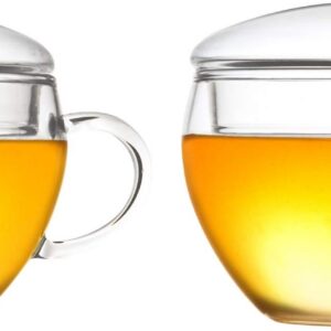 Creano 2er-Set Teeglas mit Deckel, perfekt für ErblühTeelini oder Teebeutel, ideal für Kaffee und Latte Macchiato | 200