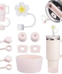 OWLMATE 9 Stück Cup Zubehör für Rose Quartz Becher - Quencher Zubehör, Auslaufschutz, perfekt für 1,2 l- und 850 ml-Bech