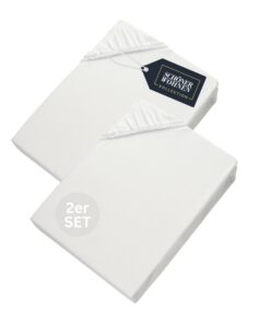 Schöner Wohnen Luxus Spannbettlaken 90x200cm 2er Pack Weiß - Öko-Tex Zertifiziert für Matratzen bis 30 cm