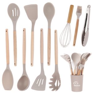 Kochutensilien Set 11 Stücke | Silikon Küchenutensilien | Spülmaschinenfest | Kochgeschirr | Küchen Utensilien Set mit H