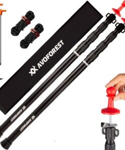 AVOFOREST Sonnensegel Sturmsichere Teleskopstange 88-265 cm Black | AIZESI Verstellbare Gardinenstange 70-120cm Tarp Ze
