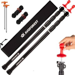 AVOFOREST Sonnensegel Stange 88-265 cm Teleskopstange, Wetterfest und Sturmsicher für Zelte (2 Stück, Black)