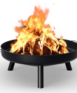 Feuerschale 80 cm Edelstahl mit Griffen und Abnehmbaren Beinen für Camping und Garten